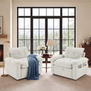 Bonzy Home Set of 2 3-in-1 Pull Out Sofa Bed Chairs, Soft Fabric Convertible Design with Side Storage, White