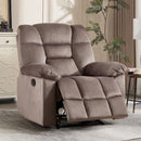 Bonzy Home Fabric Manual Recliner Chair — Single-Seat Reclining Sofa Chair with Wide Backrest & Overstuffed Headrest, Brown