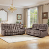 Bonzy Home Recliner Sofa Set — Reclining Loveseat & 3-Seat Sofa with Center Storage, Cup Holders & Wide Backrests, Brown