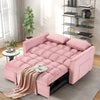 Bonzy Home 55 Inch Convertible Sofa Bed Adjustable Backrest Versatile Velvet Sofa Pull out Bed for Living Room, Dreamy Pink