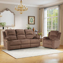 Bonzy Home Manual Reclining Couch Set — Single Recliner & 3-Seat Manual Reclining Sofa, Soft 2-Piece Set, Brown