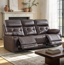 Bonzy Home Genuine Leather Power 3-Seat Recliner Sofa, Modern Recliner with Adjustable Backrest, USB & Type-C Ports, Cup Holders & Hidden Storage, Espresso Brown