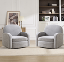 Bonzy Home 360° Swivel Accent Chair Set of 2, Upholstered Chenille Barrel Armchair with Thick Cushion, Single Lounge Chair for Living Room Bedroom Study Office, Gray