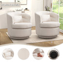 Bonzy Home 360° Swivel Barrel Accent Chair with Lumbar Pillow, Upholstered Fabric Club Chair for Living Room, Bedroom & Reading Room