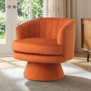 Bonzy Home 29" Swivel Chair, 360° Modern Barrel Rotating Sherpa Teddy Fabric Accent Chair with Curved Back, Plush Cushion & Armrests for Living Room, Bedroom, Orange