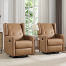 Bonzy Home Set of 2 Swivel Rocking Manual Recliner, Glider for Living Room & Nursery, Brown