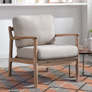 Ebello Design Accent Chair, Comfy Fabric Armchair with Solid Wood Frame & Removable Cushions, Upholstered Reading Chair for Living Room Bedroom, Beige