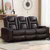 Bonzy Home Theater Recliner Chair Sofa, PU Leather 3 seat Power Recliner Sofa with Cup Holders, Hidden Arm Storage, USB Ports, Brown