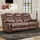Bonzy Home 3‑Seat Manual Reclining Sofa – Faux Leather Couch with Dual Recliners for Living Room & Meeting Room