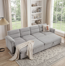 Bonzy Home Modular Corduroy Sectional Sofa with Pull Out Sleeper, Convertible L-Shaped Couch, Free Combination Upholstered Sofa Bed for Living Room