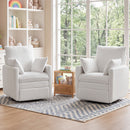 Bonzy Home 2-Pack 360° Swivel Glider Recliner Chair, Manual Rocking Recliner with Side Pockets & Armrest Bags, Compact Chair for Living Room，White