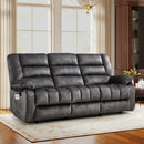 Ebello 3-Seater Manual Recliner Sofa,Fabric Reclining Couch with Removable Console Featuring Cup Holders for Living Room and Home Theater(Dark Gray)