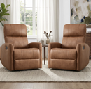 Bonzy Home Brown Manual Swivel Recliner Chair, 360° Swivel Base Single Sofa with Adjustable Backrest and Footrest, Modern Living Room Furniture, Brown