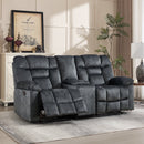 Bonzy Home Fabric Manual Loveseat Recliner — 2-Seater Reclining Sofa with Center Storage Console & Cup Holders, Gray