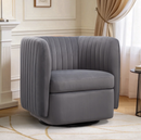 Bonzy Home 360° Swivel Accent Chair, Upholstered Velvet Barrel Chair with Plush Padded Backrest, Modern Swivel Armchair for Living Room Bedroom, Gray