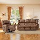 Bonzy Home Reclining Chair Sofa,3 Seats Recliner Couch Sofa with Overstuffed Arms and Back Living Room Furniture Sets
