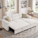 Bonzy Home Modular Corduroy Sectional Sofa with Pull Out Sleeper, Convertible L-Shaped Couch, Free Combination Upholstered Sofa Bed for Living Room