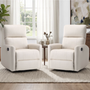 Bonzy Home Brown Manual Swivel Recliner Chair, 360° Swivel Base Single Sofa with Adjustable Backrest and Footrest, Modern Living Room Furniture, Beige