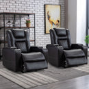 Bonzy Home Power Electric Recliner Chair Set of 2 with USB Ports and Cup Holders Leather Home Theater Seating, Living Room Chair Black