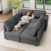 Bonzy Home Modular Sectional Sofa for Living Room with Storage and Reversible Chaises Sofa Bed for Bedroom Gray