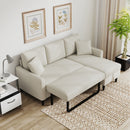 Bonzy Home Reversible Pull Out Bed Sectional Sofa Chaise for Living Room with 2 pillow covers Beige
