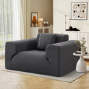 Ebello Oversized Chenille Accent Chair, Plush Upholstered Armchair with Removable Pillow for Living Room & Bedroom, No Assembly Required, Gray