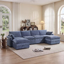 Bonzy Home Modular Sectional Sofa with Movable Storage Ottomans, 147.1" U-Shaped Modern Chenille Cloud Couches for Living Room, Royal Blue