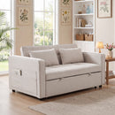 Bonzy Home 3 in 1 Convertible Sleeper Sofa Bed, 2-Seater Futon Couch with Storage Pockets, Adjustable Backrest & Pillows for Small Space, Living Room,Beige