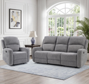 Bonzy Home Manual Reclining Sofa Set with Adjustable Backrest, Living Room Recliner Sofa Set for Adult with Single Recliner Chair & 3‑Seat Sofa, Couch Recliners for Living Room Furniture, Gray
