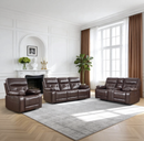 Bonzy Home Genuine Leather Power Recliner Sofa Set, Single Recliner Chair, Loveseat & 3-Seat Sofa Living Room Sets with USB & Type-C Ports, Cup Holders & Hidden Storage, Espresso Brown