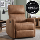 Bonzy Home Brown Manual Swivel Recliner Chair, 360° Swivel Base Single Sofa with Adjustable Backrest and Footrest, Modern Living Room Furniture, Brown