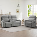 Bonzy Home Power Reclining Sofa Set — Fabric Electric Recliner Chair & Loveseat with Cup Holders, USB & Type-C Charging Ports and Hidden Storage, 3-Seat, Light Grey