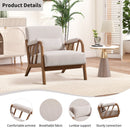 Bonzy Home Mid-Century Modern Accent Chair — Comfy Fabric Lounge Armchair with Wood Frame & Throw Pillow, Beige