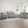 Bonzy Home Power Reclining Sofa Set — Fabric Electric Recliner Chair, Loveseat and 3 Seater Sofa Couch with Cup Holders, Charging Ports & Hidden Storage, 6 Seats, Light Grey