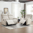 Bonzy Home Fabric Manual Recliner Sofa Set — Single Recliner & Loveseat with Center Console, Hidden Storage & Cup Holders
