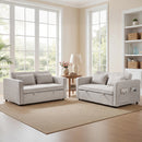 Bonzy Home 2-Pack 3 in 1 Convertible Sleeper Sofa Bed, 2-Seater Futon Couch with Storage Pockets, Adjustable Backrest for Guest Room, Airbnb, Gray