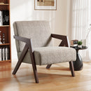 Bonzy Home Modern Accent Chair – Small Plaid Fabric Armchair for Living Room, Bedroom, Office, 300lbs (Brown)