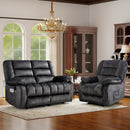 Ebello Manual Reclining Loveseat,1+2 Pieces Overstuffed Fabric Recliner Sofa set with Heating and Vibration,Individual Recline Function for Living Room(Dark Gray,Chair+Loveseat)
