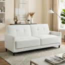 Ebello 76" Convertible Futon Sofa Bed, Mid Century Modern Faux Leather Loveseat Sofa Couch with Adjustable Backrest for Living Room & Office, White