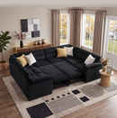 Bonzy Home Modular Corduroy Sectional Sofa with Pull Out Sleeper, Convertible L-Shaped Couch, Free Combination Upholstered Sofa Bed for Living Room