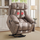 Bonzy Home Oversized Power Lift Recliner — Electric Lift Chair with Massage & Lumbar Heat, USB Port, Cup Holders & Side Pockets, Brown