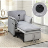 Bonzy Home Pullout Bed 3-in-1 Convertible Sofa Armchair with USB & Type-C Charging, Adjustable Sleeper Chair Velvet Lounge Chair for Living Room & Bedroom