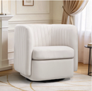 Bonzy Home 360° Swivel Accent Chair, Upholstered Velvet Barrel Chair with Plush Padded Backrest, Modern Swivel Armchair for Living Room Bedroom, White