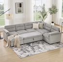 Bonzy Home Modular Corduroy Sectional Sofa with Pull Out Sleeper, Convertible L-Shaped Couch, Free Combination Upholstered Sofa Bed for Living Room