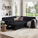 Bonzy Home Modular Corduroy Sectional Sofa with Pull Out Sleeper, Convertible L-Shaped Couch, Free Combination Upholstered Sofa Bed for Living Room