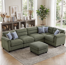 Bonzy Home L shaped Sofa Sets Modular Couch with Chaise for Living Room, Green