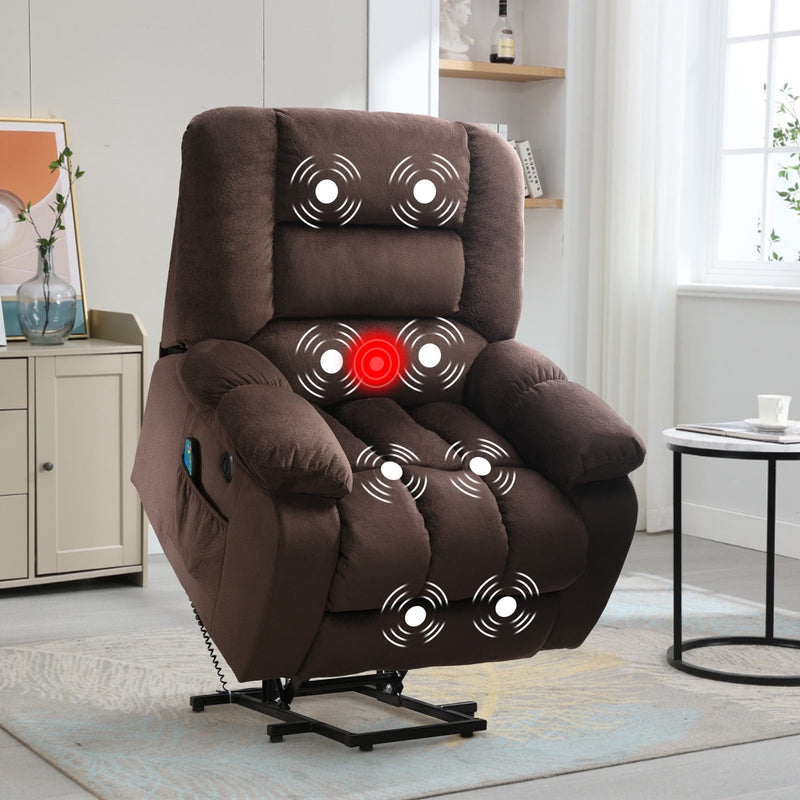 Bonzy Home Electric Power Lift Recliner for Elderly with Massage Fabric Reclining Chair for Bedroom Living Room