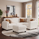 Bonzy Home Modular Convertible Sectional Sofa with Ottoman living room furniture sets, Oat