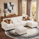 Bonzy Home Modular Sectional Sofa Couches for Living Room U-Shaped Sofa with Ottoman Oat