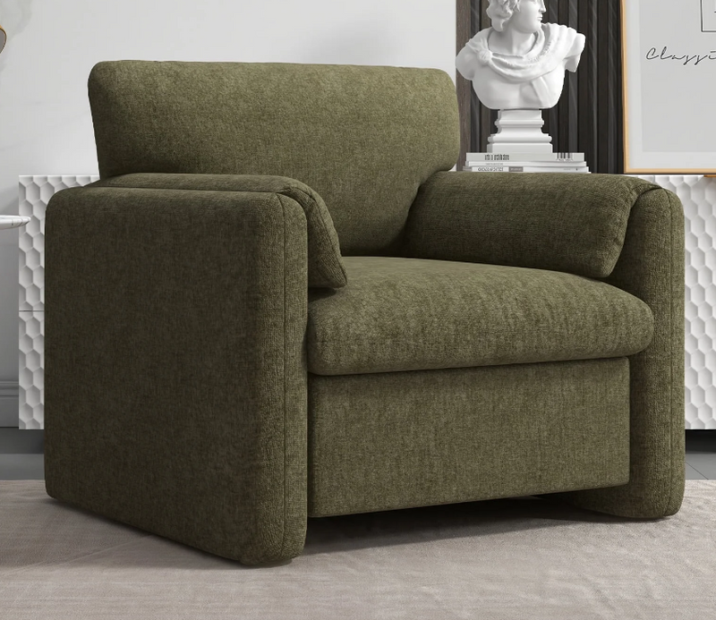 Ebello 38" Wide Adult Chenille Fabric Solid Color Track Arm Chair and a Half with Plush Cozy, Green